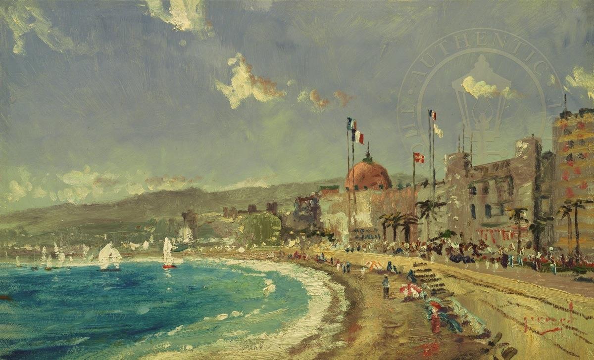 Der Strand von Nizza Robert Girrard Thomas Kinkade Ölgemälde